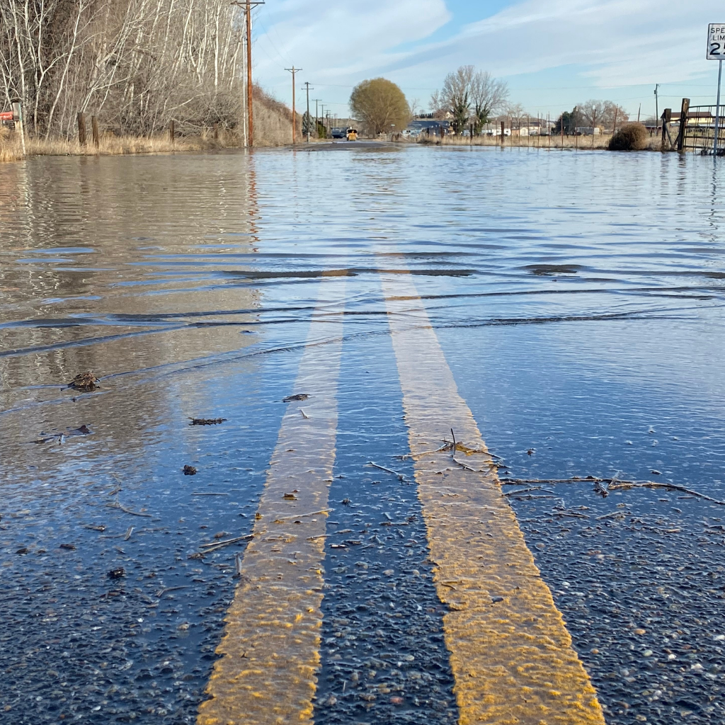 Flood over road crossing